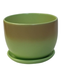 Горшок керамический с поддоном 1,05л d14см бежево-зеленый градиент Нет марки