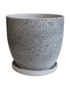 Горшок керамический с поддоном Мрамор 4,7л d21см белый Нет марки