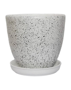 Горшок керамический с поддоном Мрамор 2,4л d18см белый Нет марки