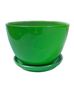Горшок керамический с поддоном Кувшинка 0,35л d10см h8см глазурь салат Нет марки