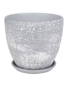 Горшок керамический с поддоном Лофт 5л d22см h19,5см высокий овал серо-белый Нет марки