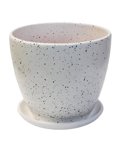 Горшок керамический с поддоном Мрамор 1,4л d14см белый Нет марки