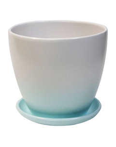Горшок керамический с поддоном Овал 1,4л d14см градиент бело-голубой Нет марки