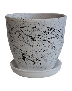 Горшок керамический с поддоном Абстракция 2,4л d18см серый Нет марки