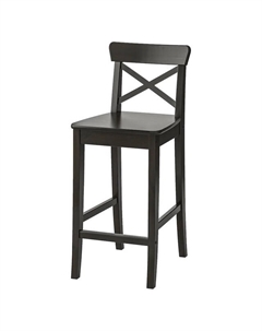 Стул барный Ингольт-63 390х930х450мм черный массив сосны Нет марки