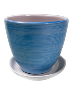 Горшок керамический с поддоном Тюльпан 2,5л глазурь перламутр голубой Нет марки