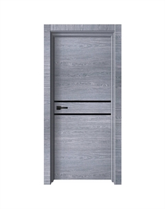 Полотно дверное ДВЕРИ ГУД Wood-2 Дуб грей глухое с декоративными вставками 200х60см ПВХ Нет марки