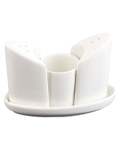 Набор для специй NOUVELLE HOME Маршмеллоу 3 предмета на подставке фарфор Нет марки