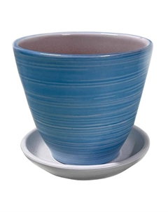 Горшок керамический с поддоном Тюльпан 1л глазурь перламутр голубой Нет марки