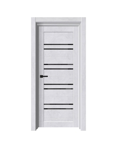 Полотно дверное ДВЕРИ ГУД Х21 Бетон снежный стекло лакобель чёрный 200х80см ПВХ Нет марки