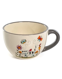 Чашка бульонная Полосатый Кот 12см 580мл керамика Нет марки