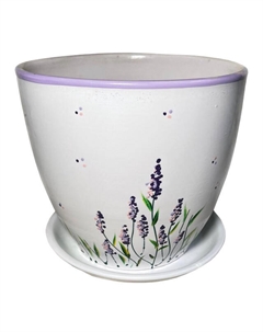 Горшок керамический с поддоном Тюльпан Лаванда 1л d15см h13см белый Нет марки