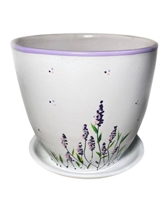 Горшок керамический с поддоном Тюльпан Лаванда 2,5л d19см h18см белый Нет марки