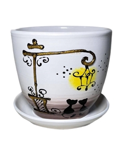 Горшок керамический с поддоном Тюльпан Вечер 1л d15см h13см белый Нет марки