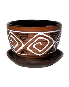 Горшок керамический с поддоном Кувшинка Сузорье 0,35л d10см h8см коричневый Нет марки