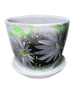 Горшок керамический с поддоном Тюльпан Гербера 1л d15см h13см черный Нет марки