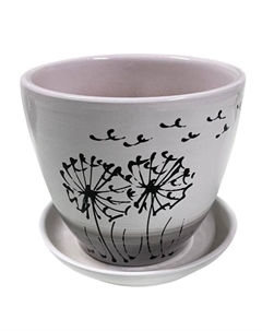 Горшок керамический с поддоном Тюльпан 0,4л глазурь одуванчик Нет марки