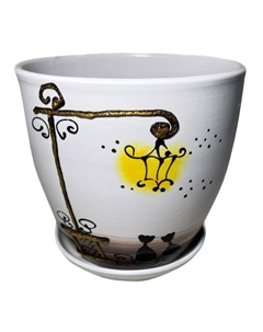 Горшок керамический с поддоном Тюльпан Вечер 5л d23см h21см белый Нет марки