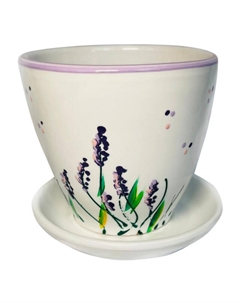 Горшок керамический с поддоном Тюльпан Лаванда 0,4л d11см h11см белый Нет марки