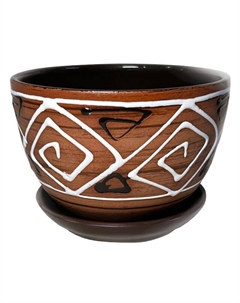 Горшок керамический с поддоном Кувшинка Сузорье 1,65л d17см h13см коричневый Нет марки