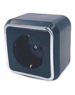 Розетка 1 пост Dresden с/з 16А черный/серебро Нет марки