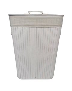 Корзина для белья с крышкой cъемный чехол 400x300x600мм бамбук/х/б белый Нет марки