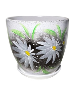 Горшок керамический с поддоном Тюльпан Гербера 2,5л d19см h18см черный Нет марки