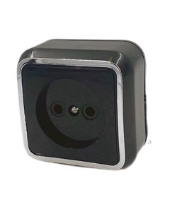 Розетка 1 пост Dresden б/з 16А черный/серебро Нет марки