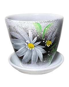 Горшок керамический с поддоном Тюльпан Гербера 0,4л d11см h11см черный Нет марки