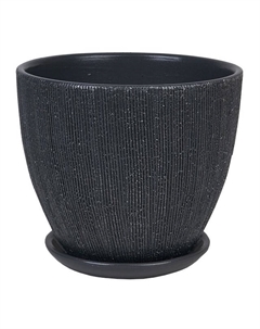 Горшок керамический с поддоном Меланж 0,6л d12см h10см высокий овал графит Нет марки