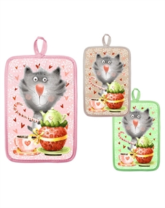 Прихватка кухонная Коты 14х22см в ассортименте (разные цвета), арт. 020-Коты Нет марки