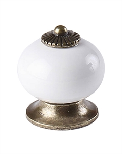 Ручка-кнопка LARVIJ L4.knob01WH 35мм белый/античная бронза Нет марки