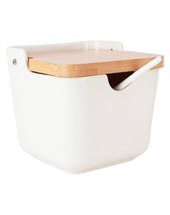 Солонка NOUVELLE HOME Naturel 500мл с ложкой фарфор, бамбук Нет марки