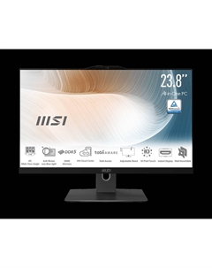 Моноблок MSI Modern AM242TP 1M 23.8" 1920x1080 Touch, Intel Core i5-120U 1.4 ГГц, 16Gb RAM, 512Gb SSD, Intel Iris Xe Graphics, WiFi, BT, Cam, без ОС, черный, клавиатура, мышь (9S6-AE0721-1468) Msi