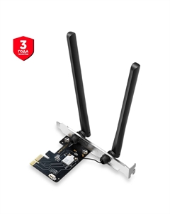 Адаптер Wi-Fi+Bluetooth MA86XE, 802.11a/b/g/n/ac/ax, 2.4/5/6 ГГц, до 5.38 Гбит/с, PCI-E, внешних антенн: 2 Mercusys