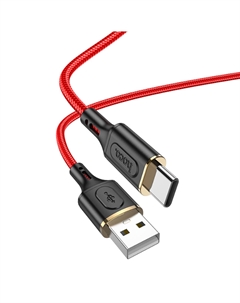 Кабель USB-USB Type-C, быстрая зарядка, 3А, 1 м, красный, HOCO Goldentop X95 Hoco