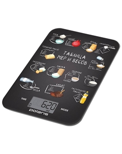 Кухонные весы электронные Polaris PKS 1053DG 10кг, CR2032, черный (0000380559)