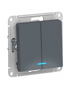 Выключатель AtlasDesign двухклавишный встраиваемый грифель с подсветкой (ATN000753) Systeme electric