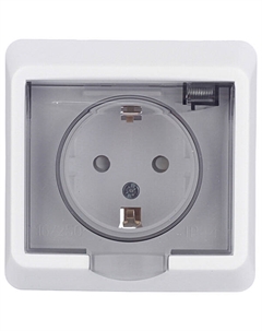 Розетка Этюд встраиваемая белая c крышкой (PC16-044B) Systeme electric