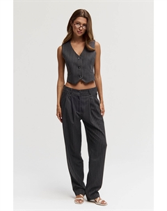 Брюки бананы в полоску темно-серого цвета Darsi.studio