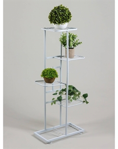 Подставка для цветов, 5 полок, 44×22×95 см, напольная, металл, белая Greengo