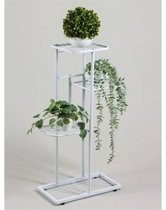 Подставка для цветов, 4 полки, 43×22×82 см, напольная, металл, белая Greengo