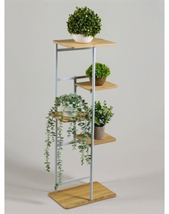 Подставка для цветов, 5 полок, 36×23×94 см, напольная, каркас металл, полки мдф, белая Greengo