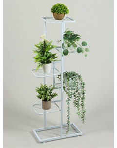 Подставка для цветов, 6 полок, 44×22×105 см, напольная, металл, белая Greengo