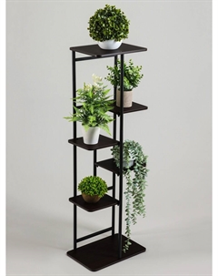 Подставка для цветов, 6 полок, 36×23×106 см, напольная, каркас металл, полки мдф, черная Greengo