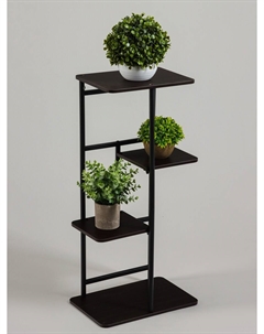 Подставка для цветов, 4 полки, 36×23×74 см, напольная, каркас металл, полки мдф, черная Greengo