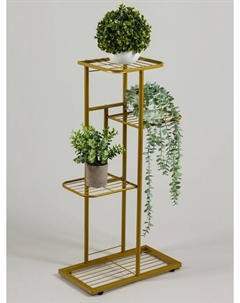 Подставка для цветов, 4 полки, 43×22×82 см, напольная, металл, цвет золотой Greengo