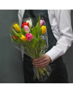 Букет из 9 разноцветных тюльпанов Пять цветов