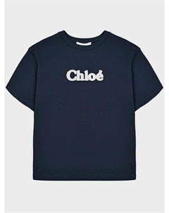 Футболка с вышитым лого. синяя Chloe