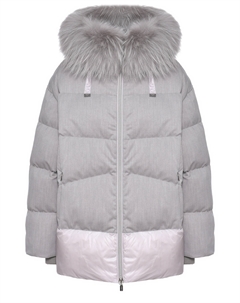 Куртка с опушкой из меха енота, серая Diego m